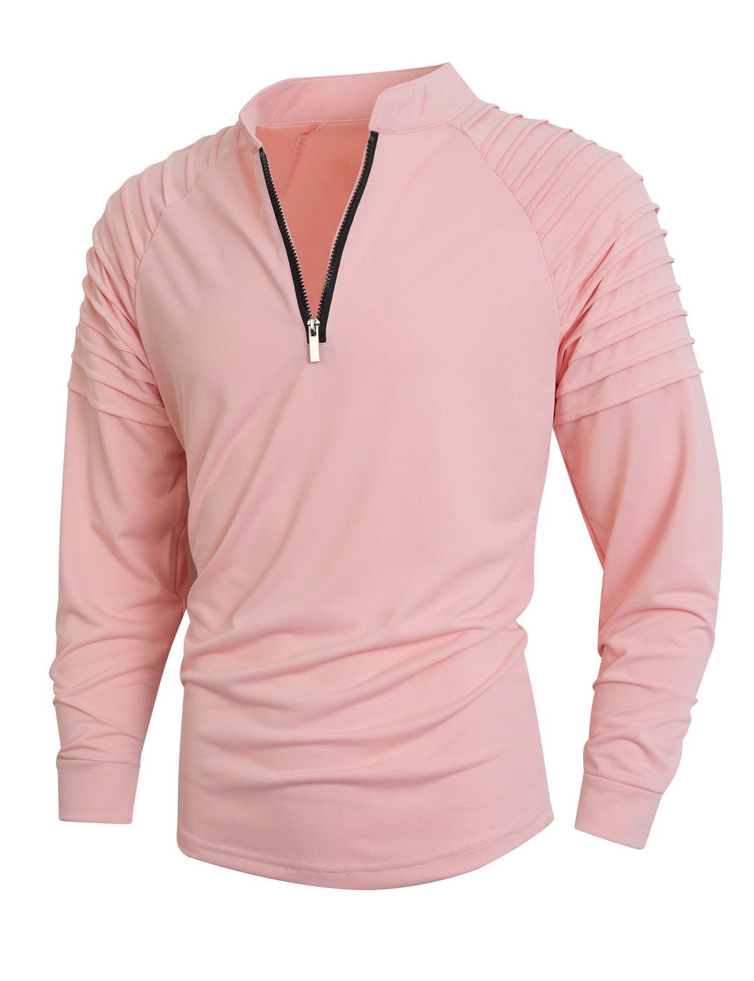 Men's modern long-sleeved sports shirt with zipper and textured design Lisslune