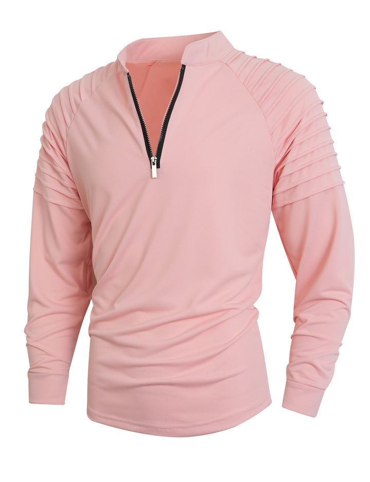 Men's modern long-sleeved sports shirt with zipper and textured design Lisslune
