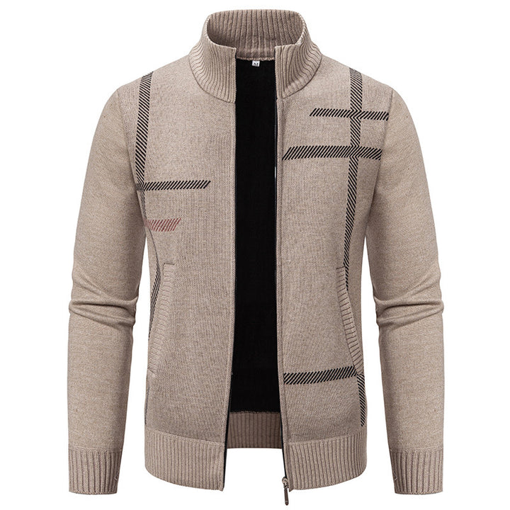 Men's cardigan with graphic patterns and high collar Lisslune
