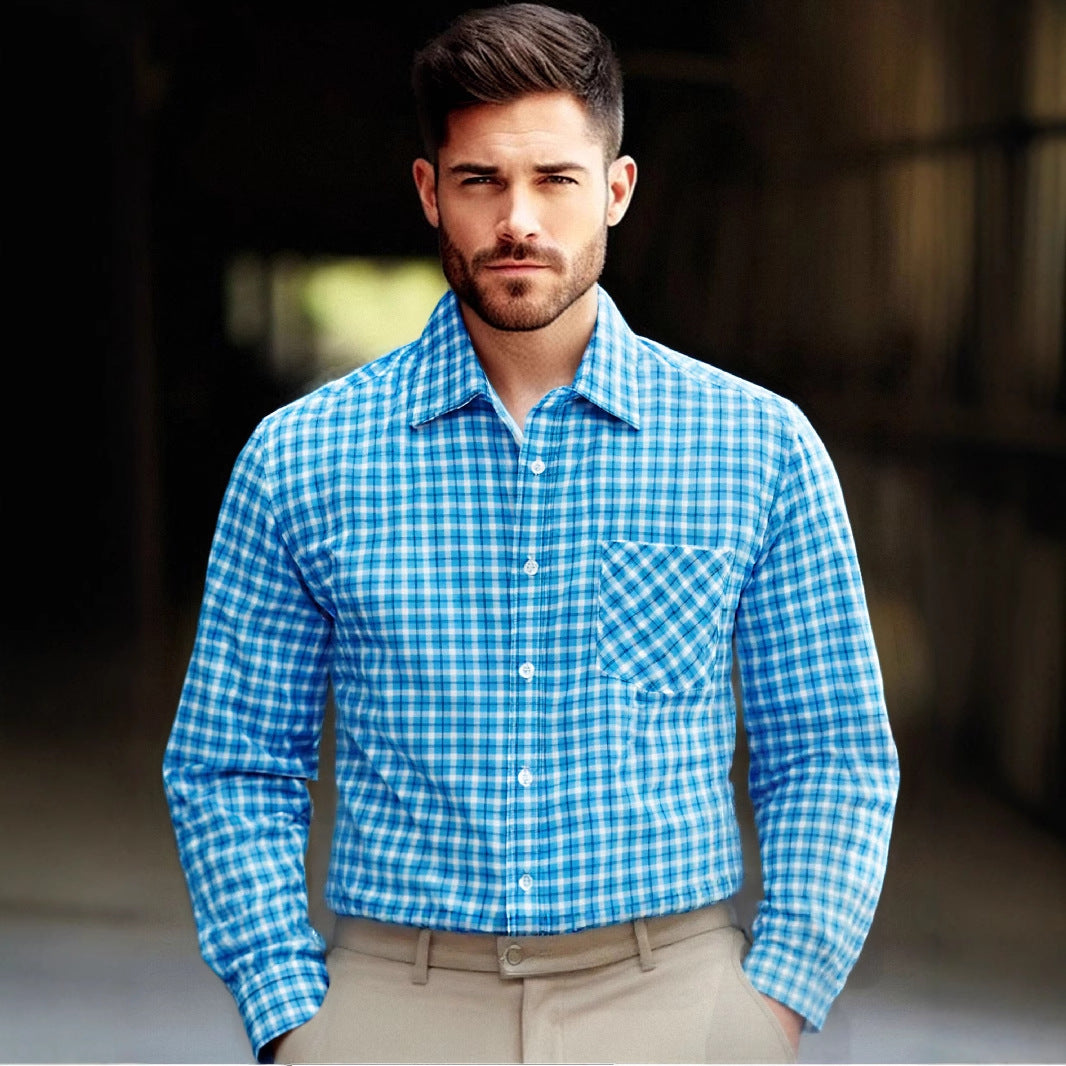 Men's fashionable checkered long-sleeve shirt Lisslune