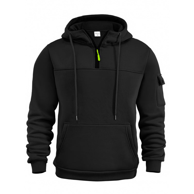 Men's Functional Hoodie with Half Zipper and Side Pockets Lisslune
