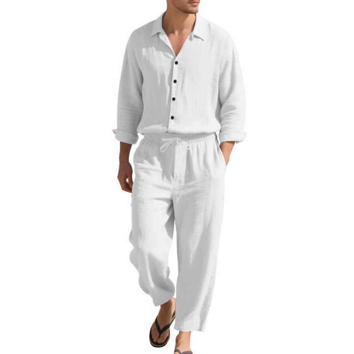 Men's casual two-piece set made of breathable linen Lisslune