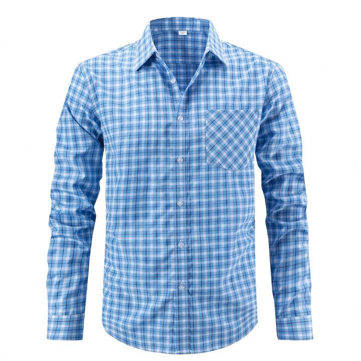 Men's checked long-sleeve shirt with modern cut and chest pocket Lisslune