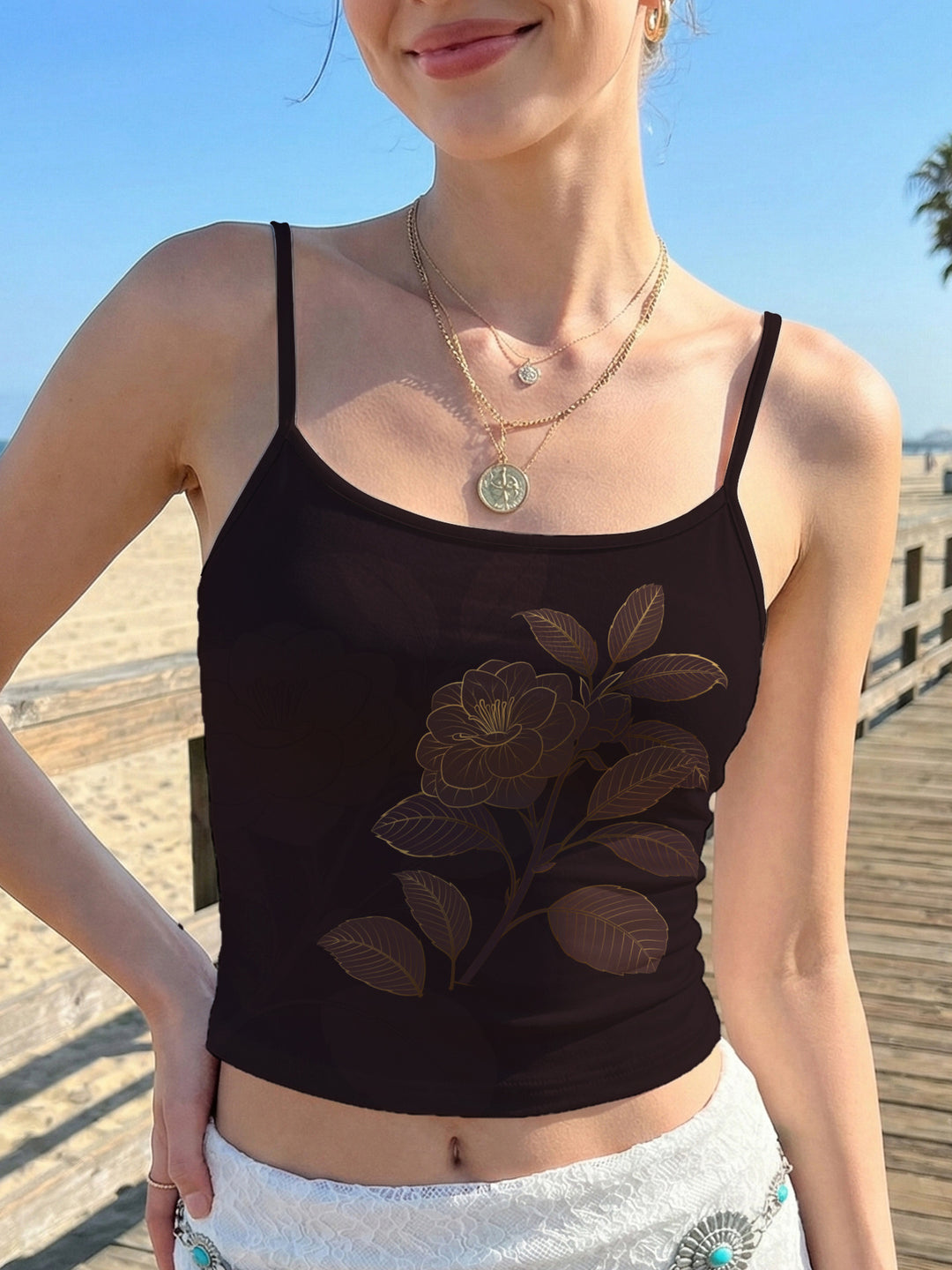 Women’s Crop Top with Floral Print Lisslune