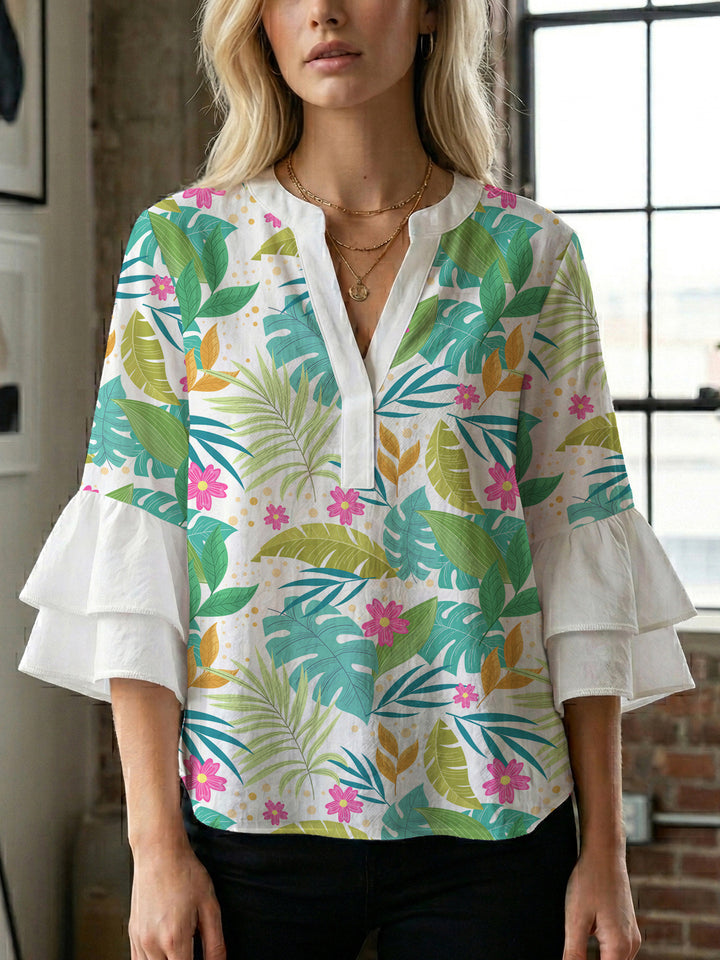 Women's blouse with voluminous ruffled sleeves and modern design Lisslune