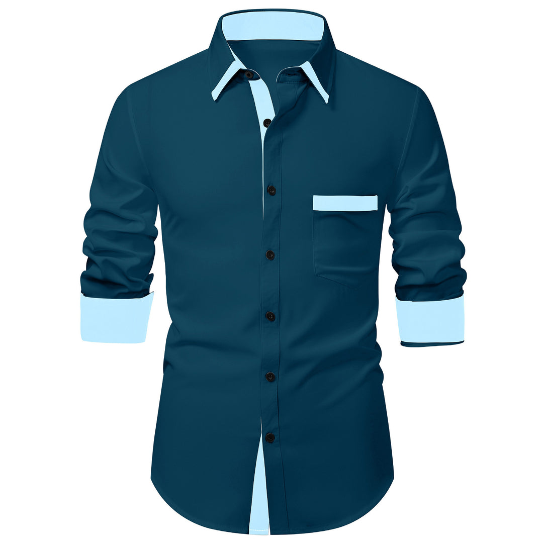 Men's long sleeve shirt with elegant contrasting collar decoration Lisslune