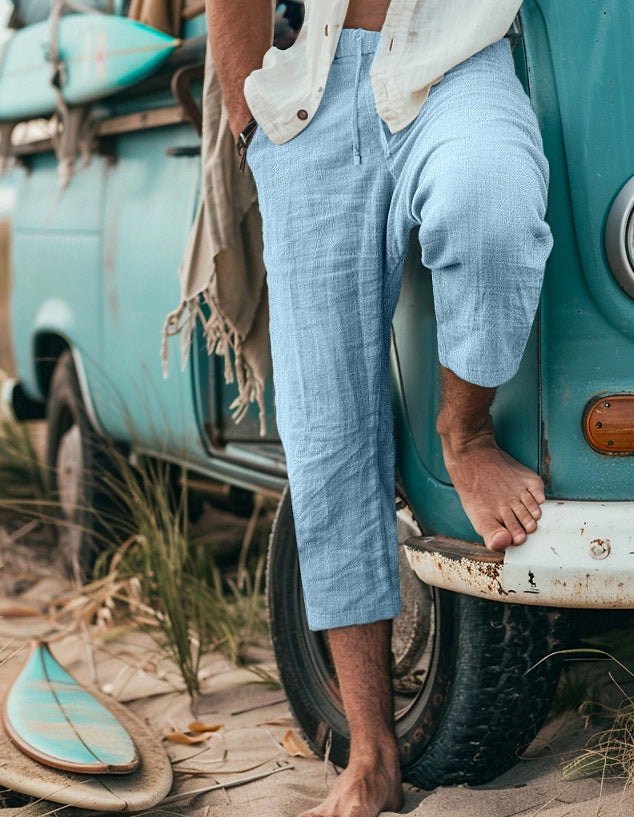 Men's Chino Pants with Casual Cut and Elastic Waistband Lisslune