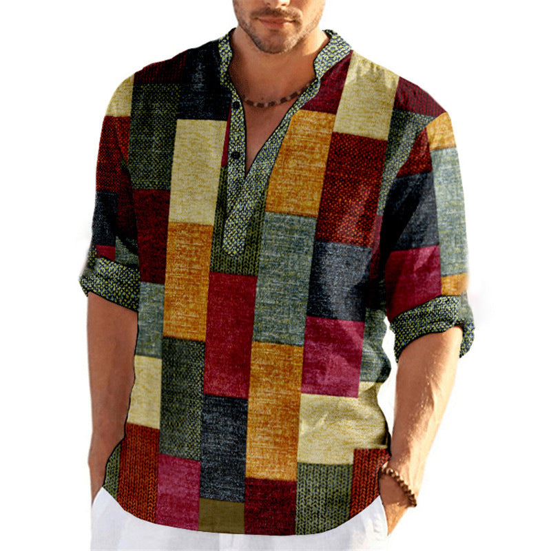 Men's Casual Short Sleeve Shirt in Modern Check Pattern Lisslune