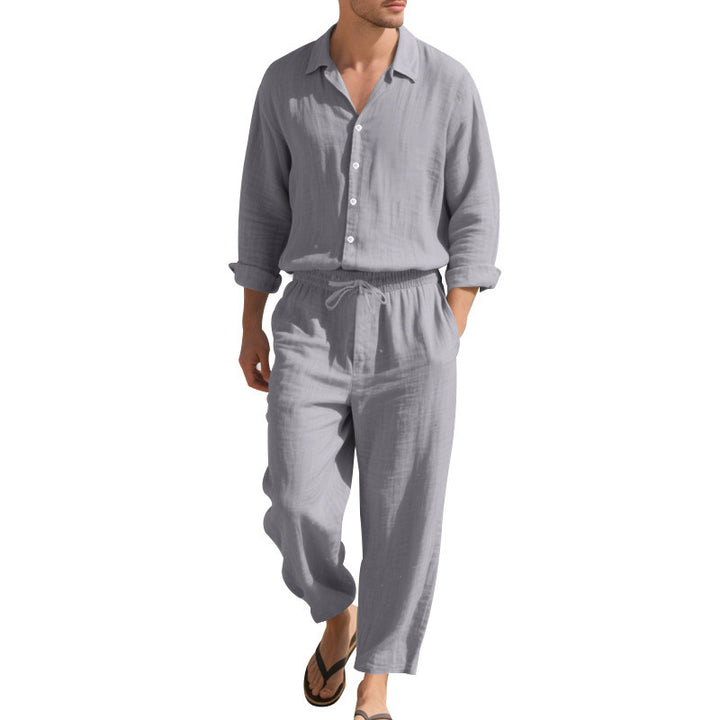 Men's casual two-piece set made of breathable linen Lisslune