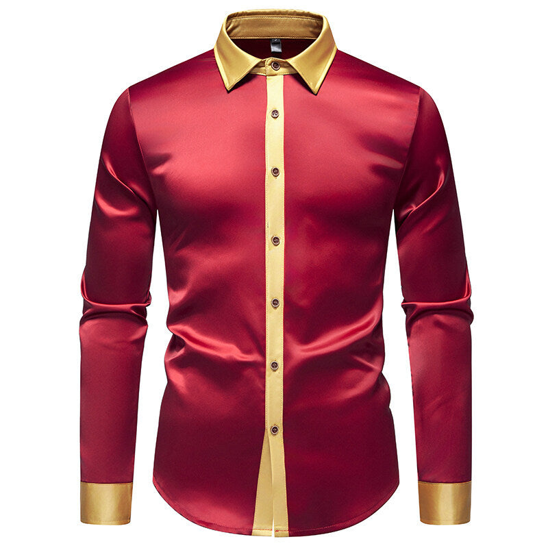 Men's Elegant Long Sleeve Shirt with Contrasting Collar and Button Details Lisslune