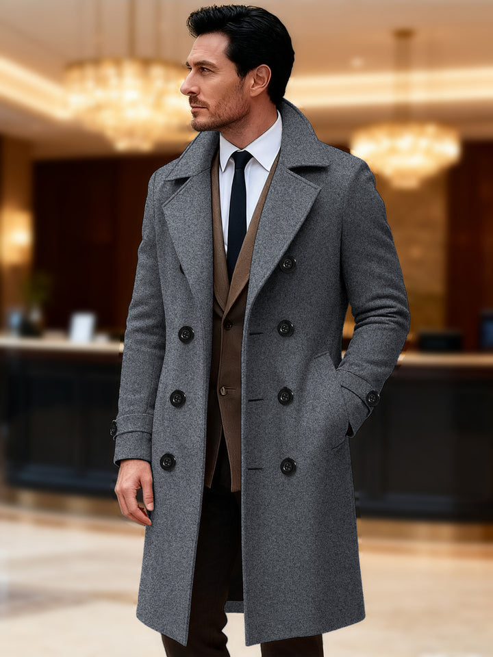 Men's elegant double-breasted wool coat Lisslune