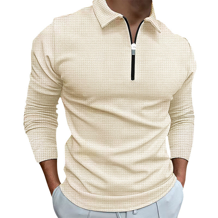 Men's structured long-sleeve shirt with zipper and stand-up collar Lisslune