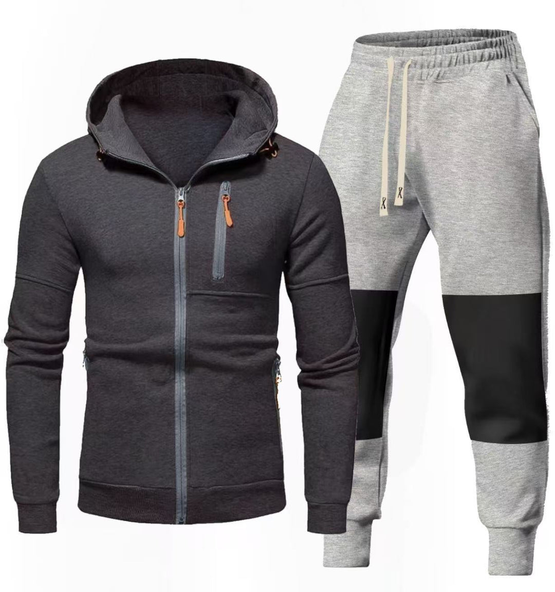 Men's Sports Hoodie and Jogging Pants Set with Functional Zipper Pockets Lisslune