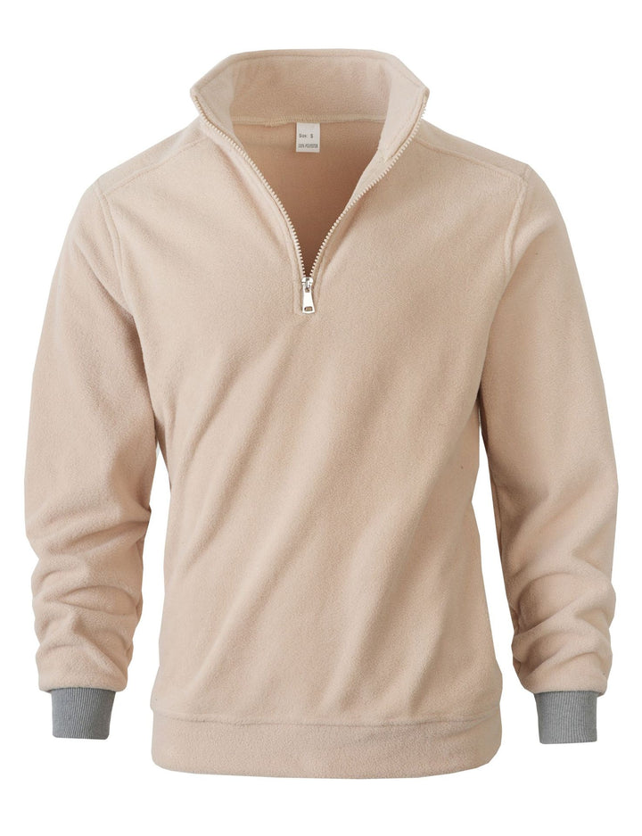 Men's Fleece Pullover with Half-Zip and Elastic Cuffs Lisslune