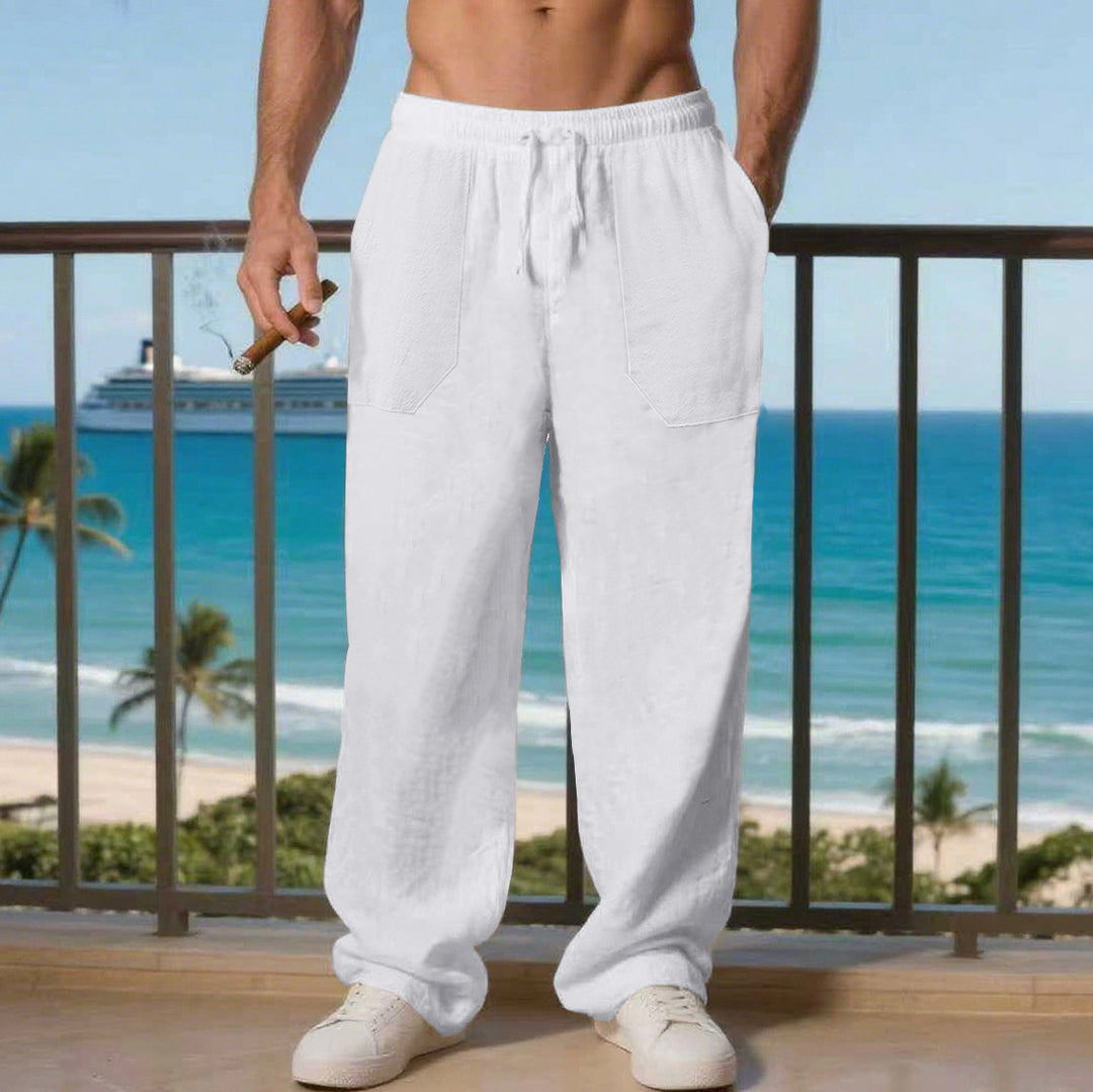 Men's leisure pants with elastic waistband and practical side pockets Lisslune