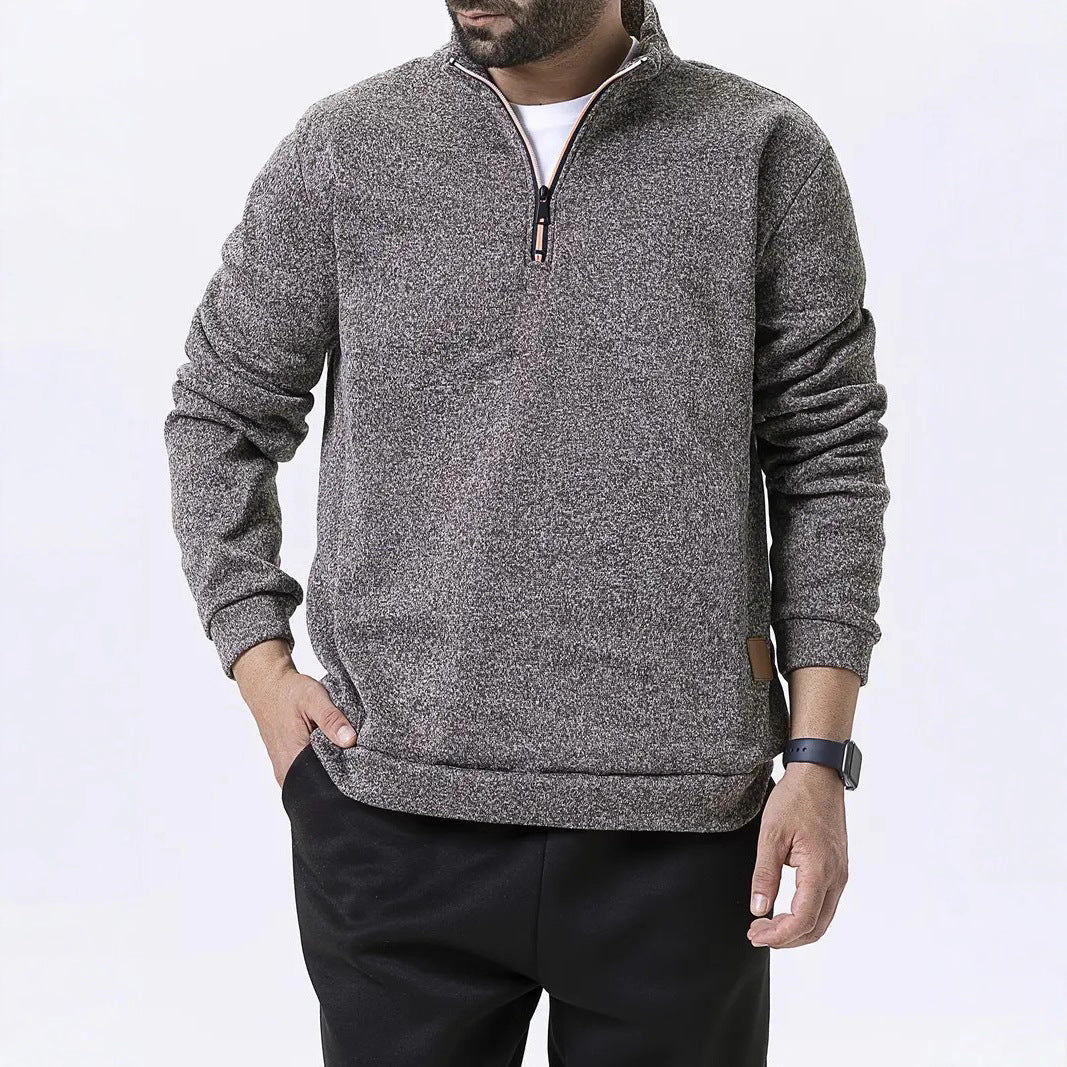 Men's fleece pullover with half zip and textured design Lisslune