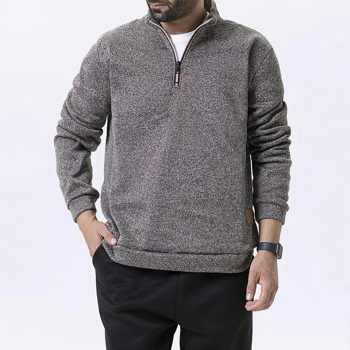Men's fleece pullover with half zip and textured design Lisslune