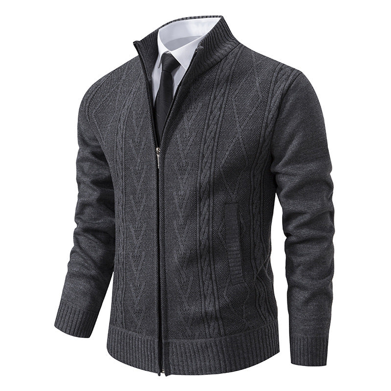 Men's cardigan with modern zipper and elegant cable structure Lisslune