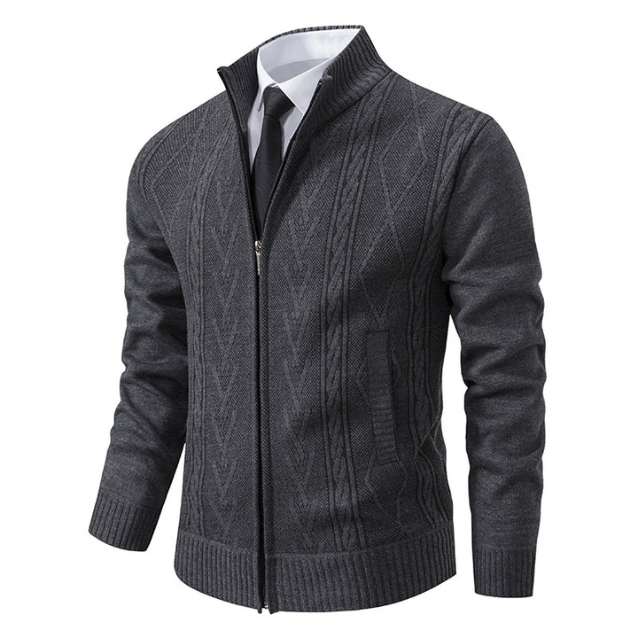 Men's cardigan with modern zipper and elegant cable structure Lisslune