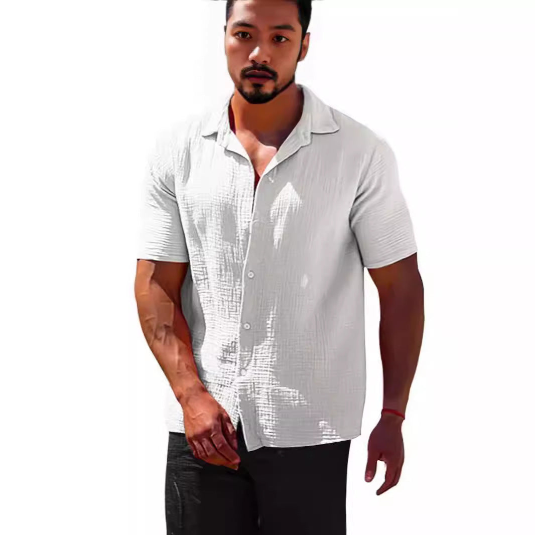 Men's short-sleeve shirt with textured fabric and modern fit Lisslune