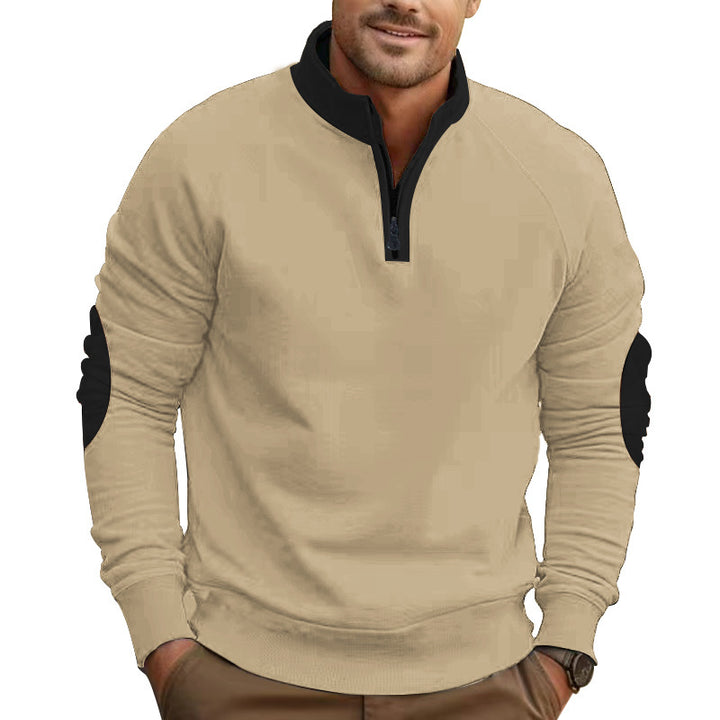 Men's sporty sweatshirt with stand-up collar and trendy contrast details Lisslune