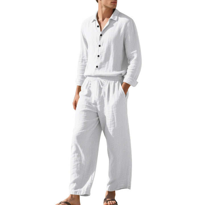 Men's casual two-piece set made of breathable linen Lisslune