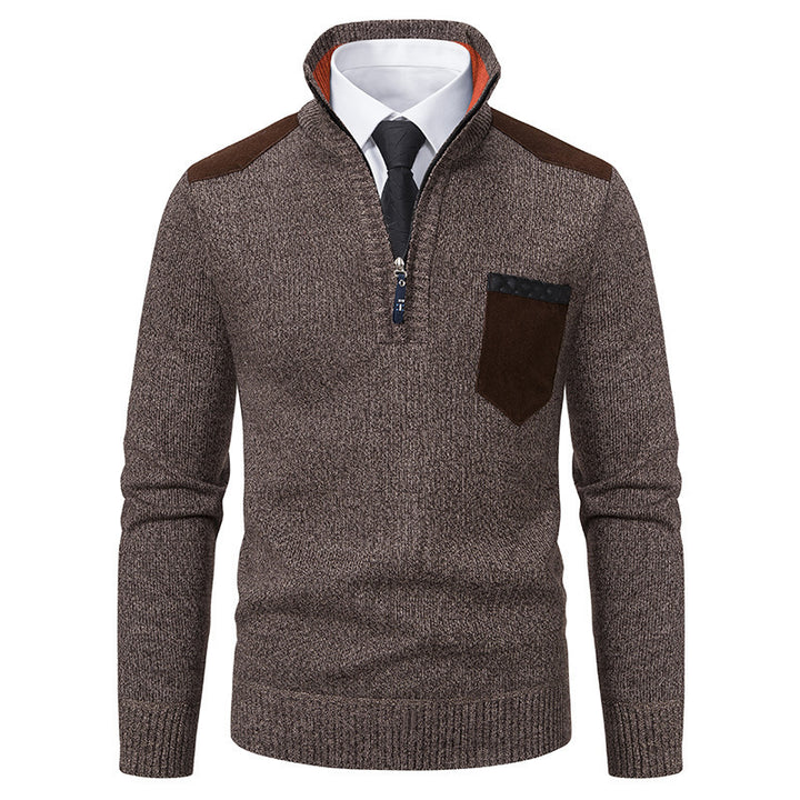 Men's elegant pullover with half-high collar and fine contrast details Lisslune