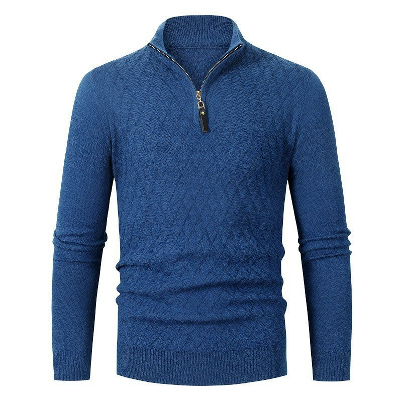 Men's sweater with modern diamond pattern and zipper Lisslune