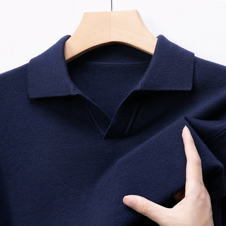 Men's Elegant Sweater with Fine V-Neck and Textured Design Lisslune