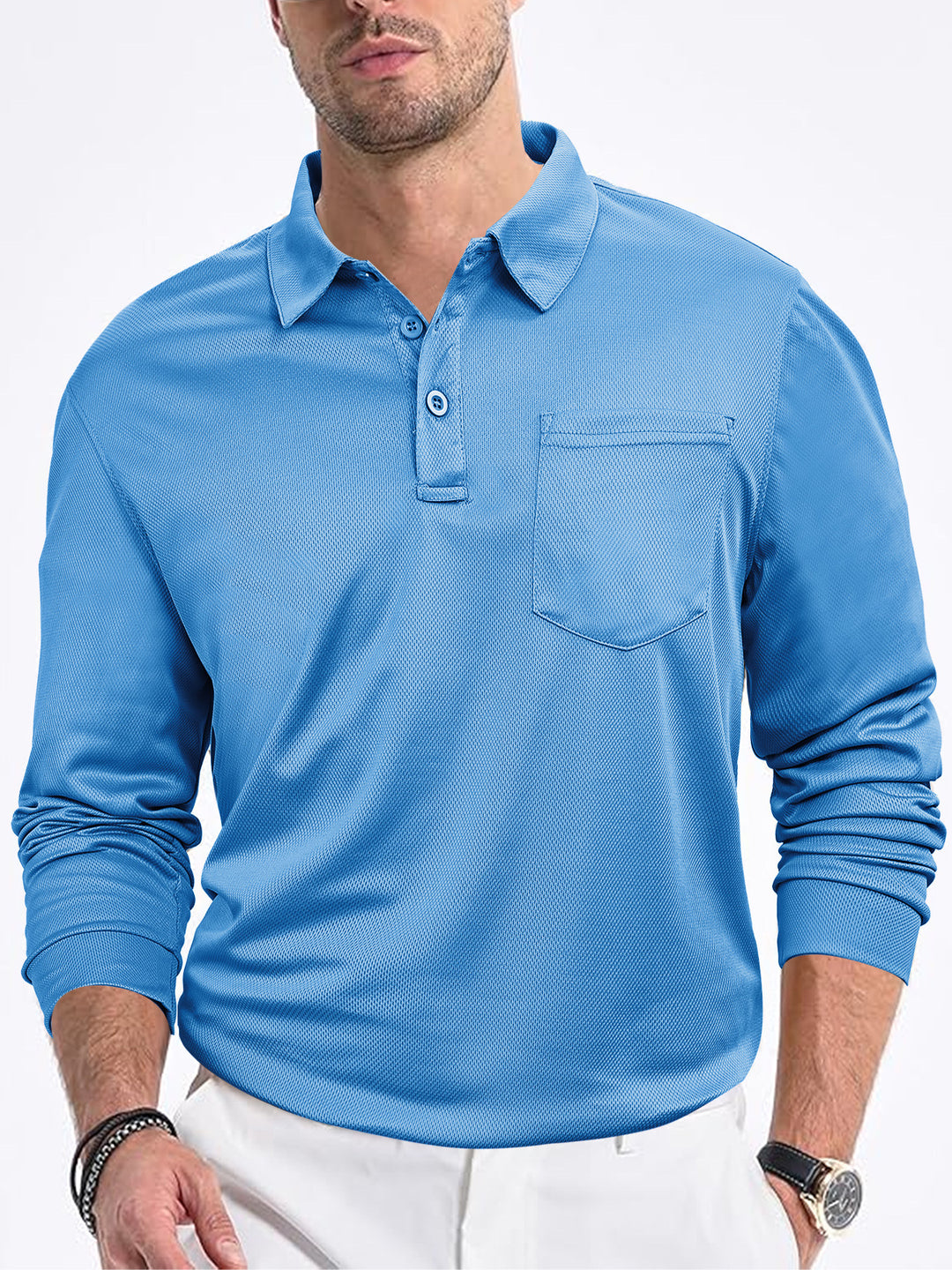 Men's polo shirt with modern structured design and practical chest pocket Lisslune
