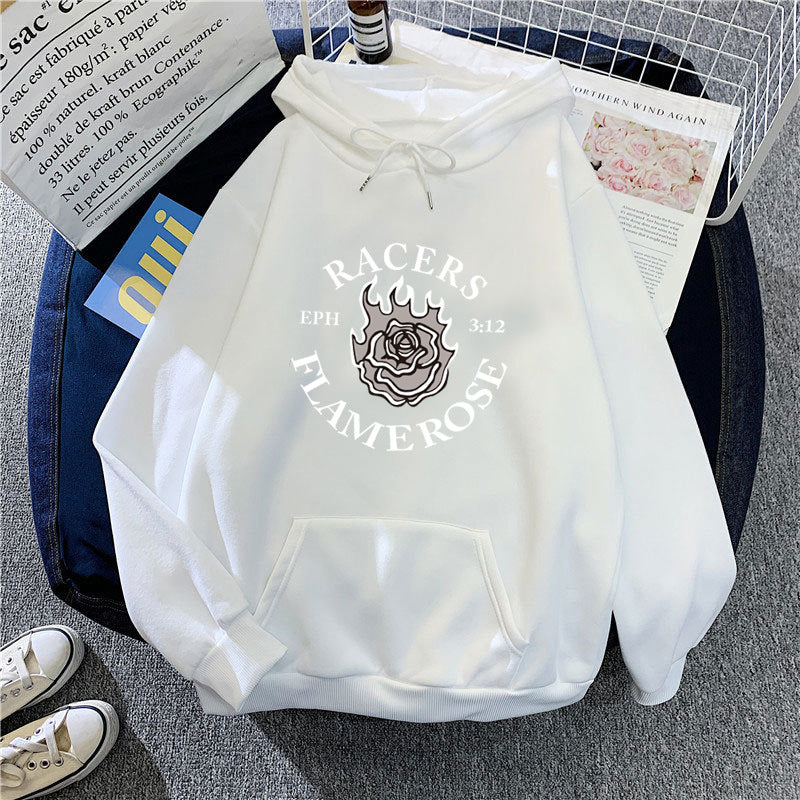 Women's hoodie with creative Flame Rose design Lisslune