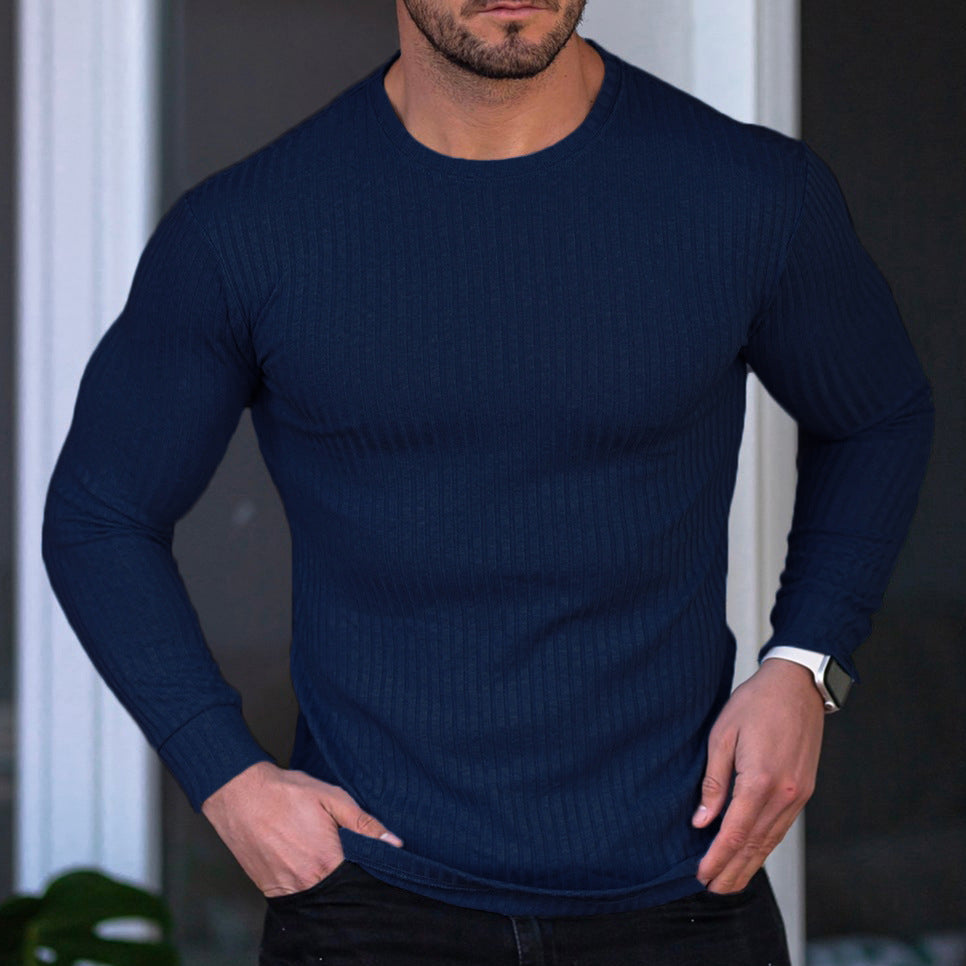 Men's long sleeve shirt with fine ribbed texture Lisslune