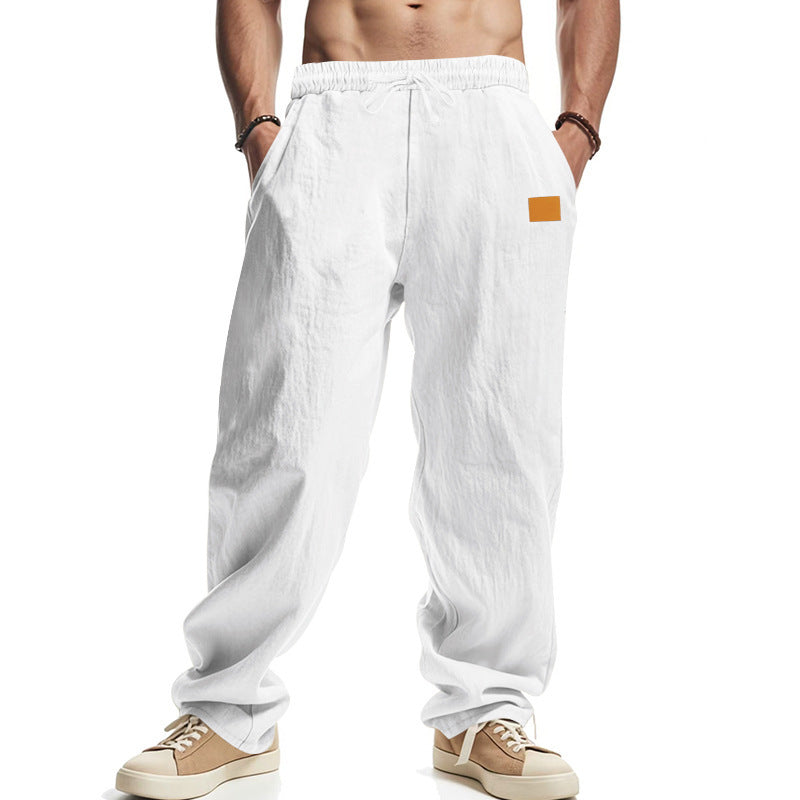 Men's relaxed linen pants with elastic waistband and practical side pockets Lisslune