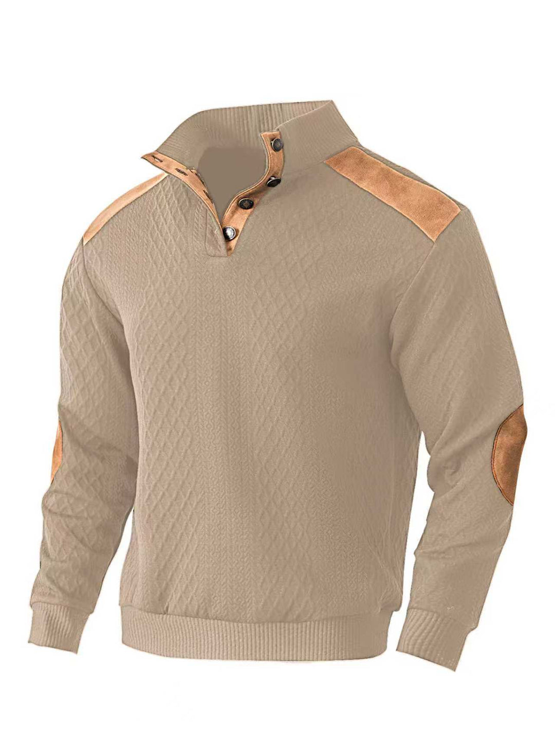 Men's knit pullover with unique stand collar and fashionable details Lisslune