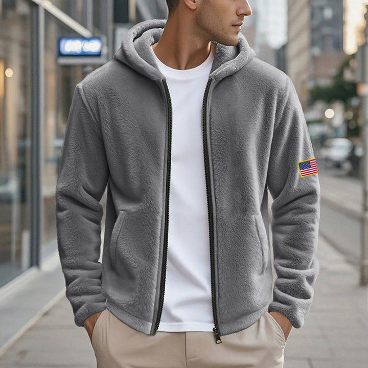 Men's fleece hoodie with practical pockets and modern zipper Lisslune