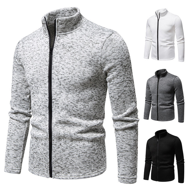 Men's fleece jacket with high collar and full-length zipper Lisslune