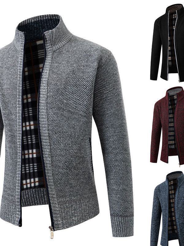 Men's fashionable cardigan with innovative texture and warm lining Lisslune
