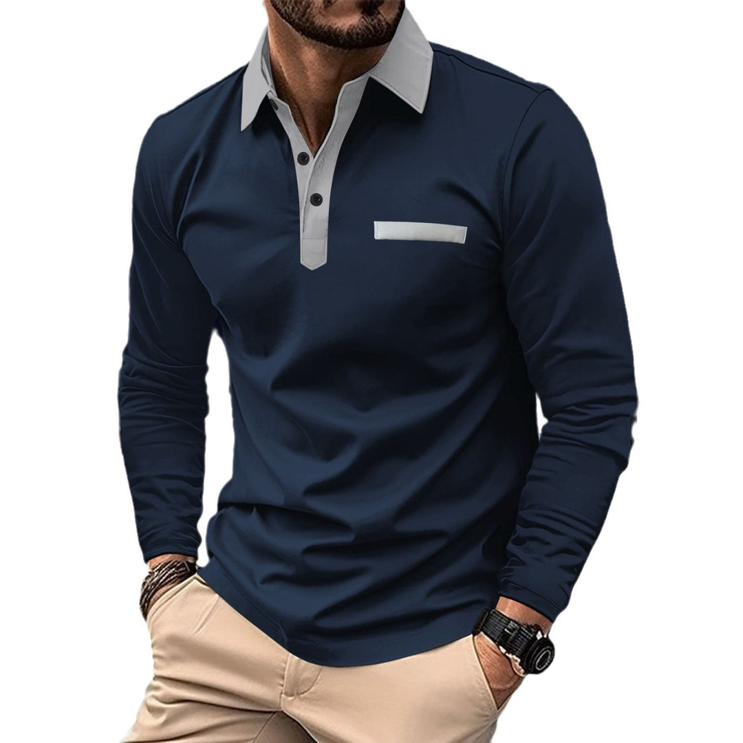 Men's Sporty Long Sleeve Shirt with Contrast Details Lisslune
