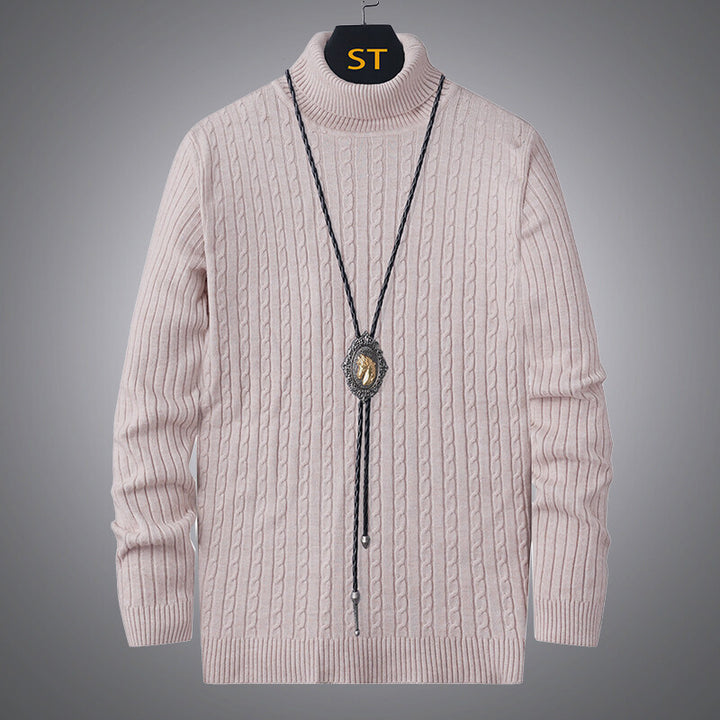 Men's turtleneck sweater with textured cable pattern Lisslune