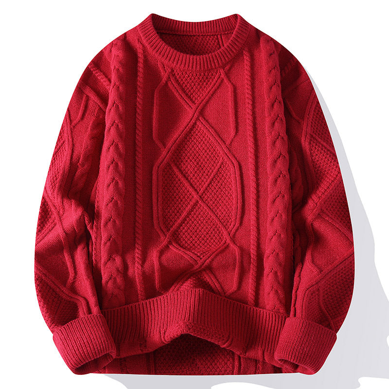 Men's Sweater with Modern Cable Pattern and Comfortable Fit Lisslune