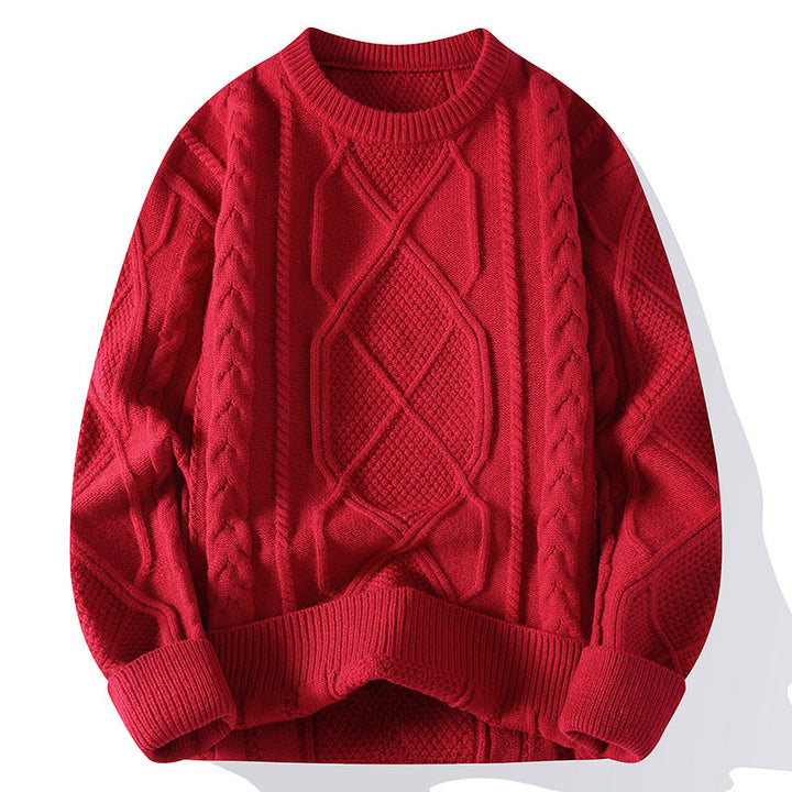 Men's Sweater with Modern Cable Pattern and Comfortable Fit Lisslune