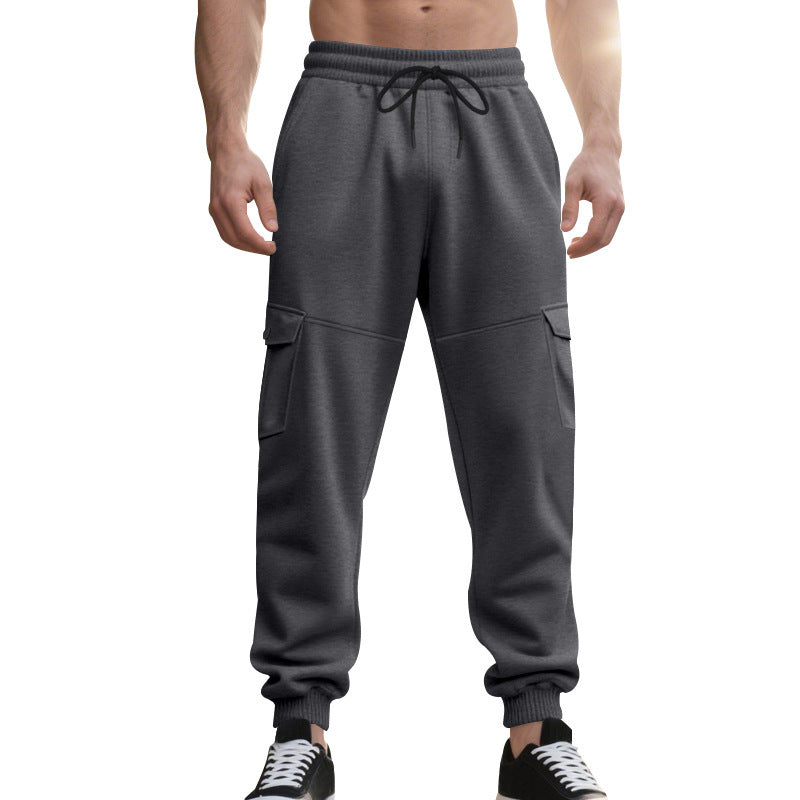 Men's cargo training pants with elastic waistband and practical side pockets Lisslune