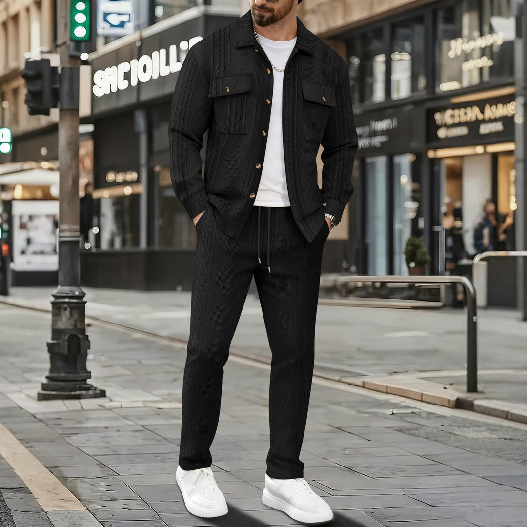 Men's stylish tracksuit with patterned top and elastic waistband Lisslune