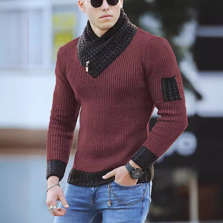 Men's knit sweater with high collar and textured design Lisslune