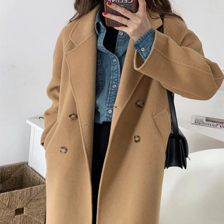 Women Elegant Double-Breasted Wool Coat Lisslune