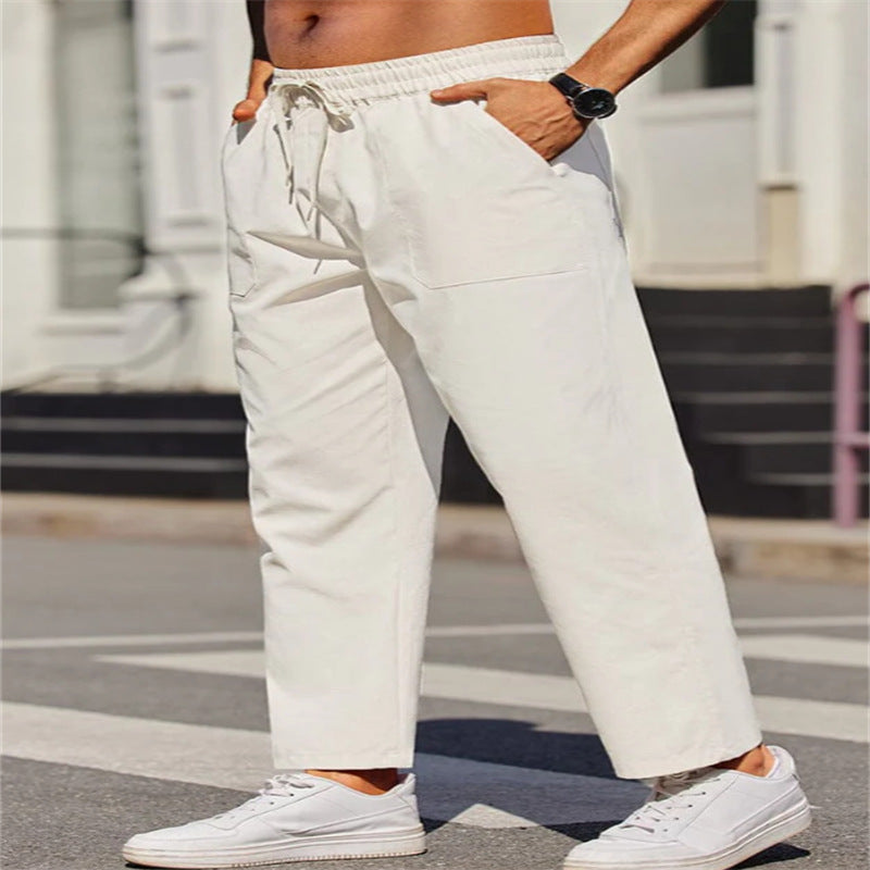 Men's leisure pants made of lightweight, breathable material with elastic waistband and practical pockets Lisslune