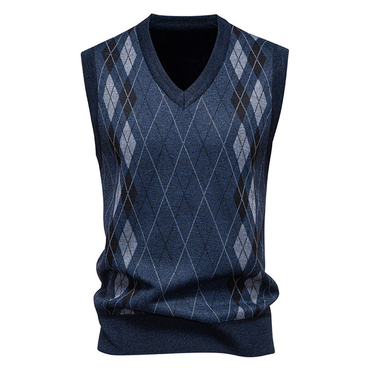 Men's sleeveless knitted vest with modern diamond pattern Lisslune