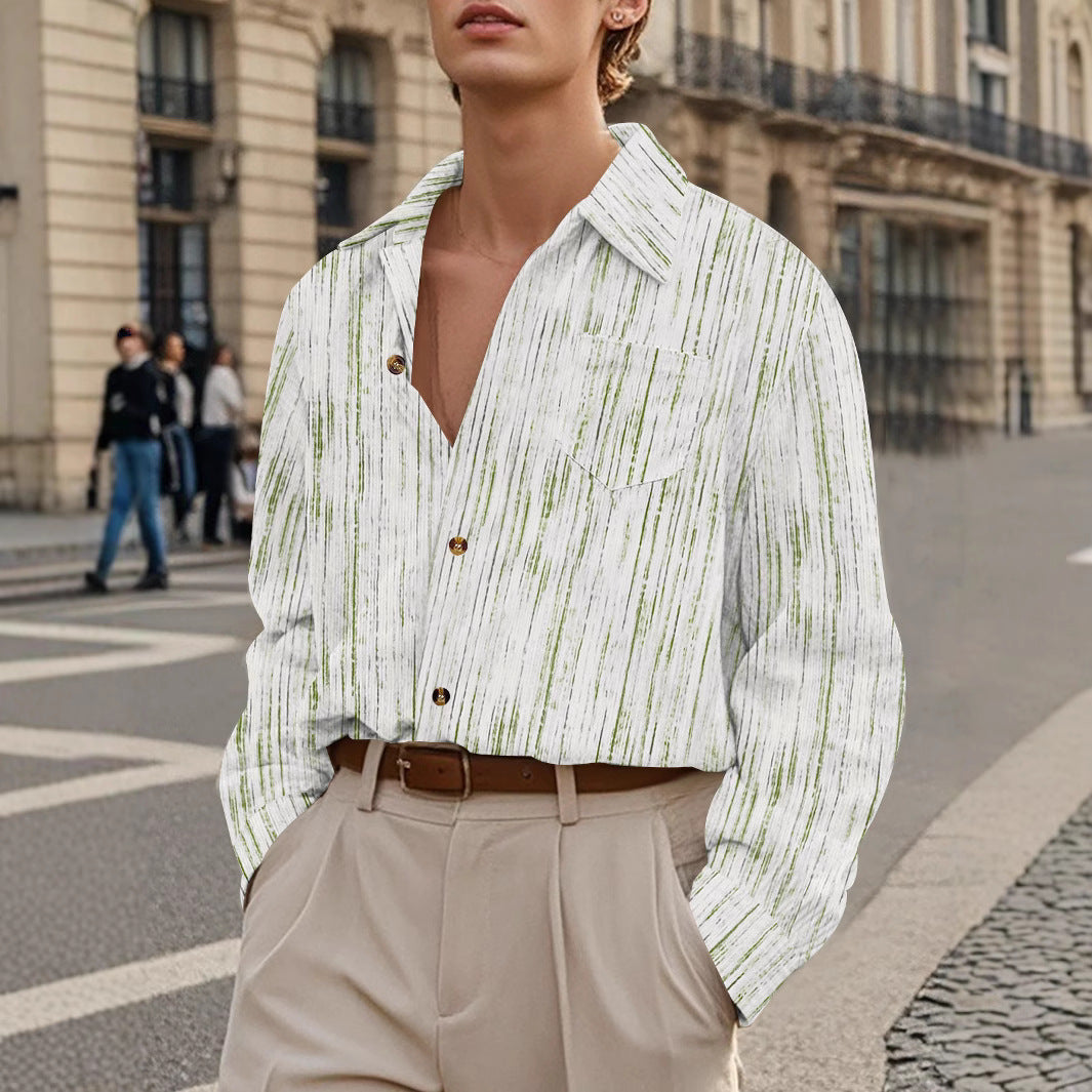 Men's casual long sleeve shirt with modern texture and stylish buttons Lisslune