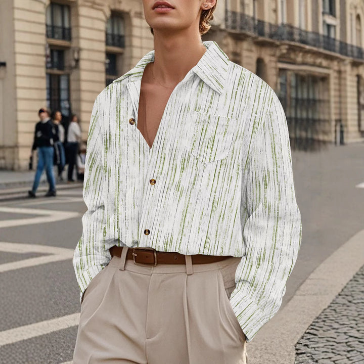 Men's casual long sleeve shirt with modern texture and stylish buttons Lisslune