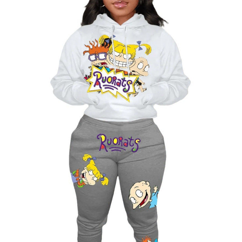 Women's hoodie and jogger set in cartoon style Lisslune